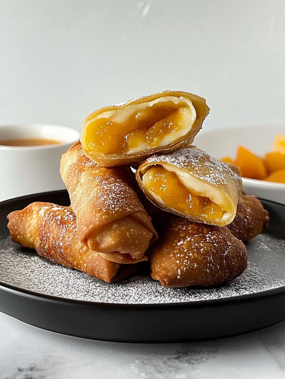 Peach Cobbler Egg Rolls Recipe