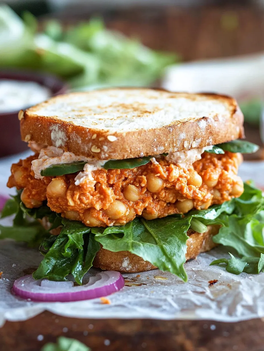 Harissa Chickpea Smash Sandwich