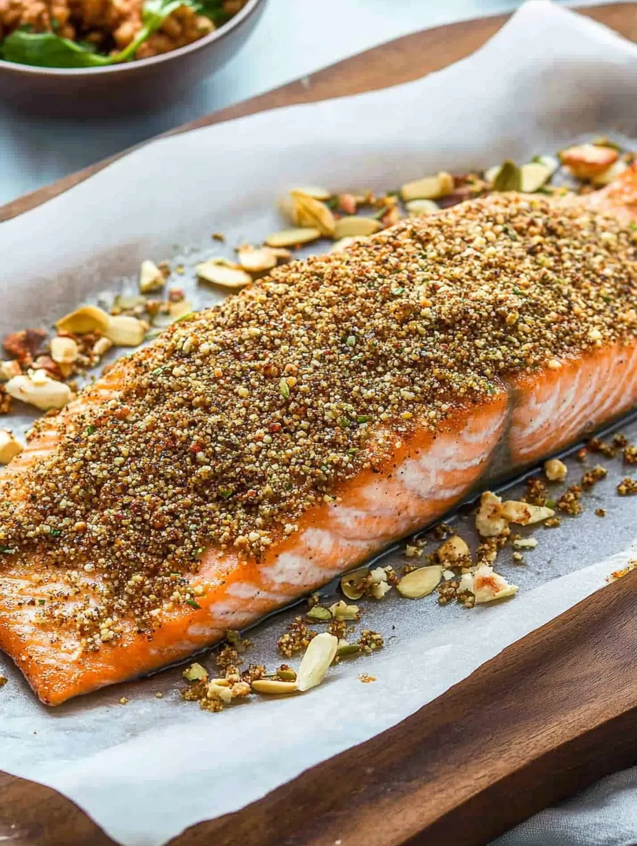 Baked salmon fillet with dukkah Recipe