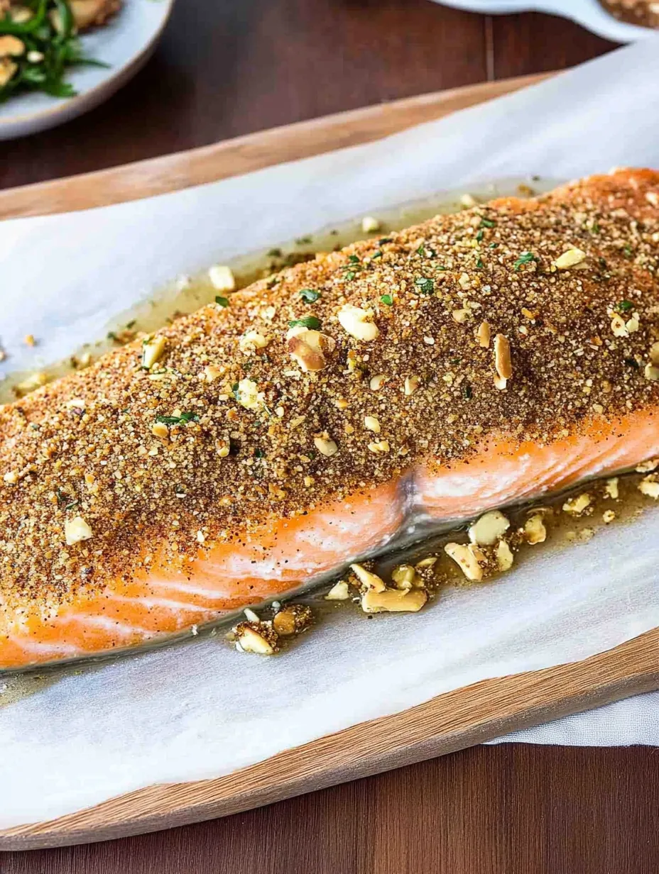 Baked salmon fillet with dukkah
