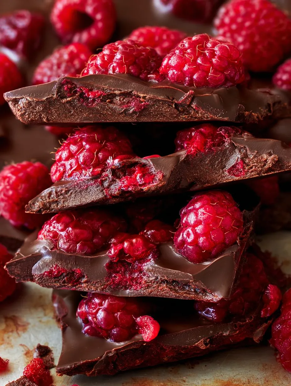 A stack of chocolate and raspberry bark.