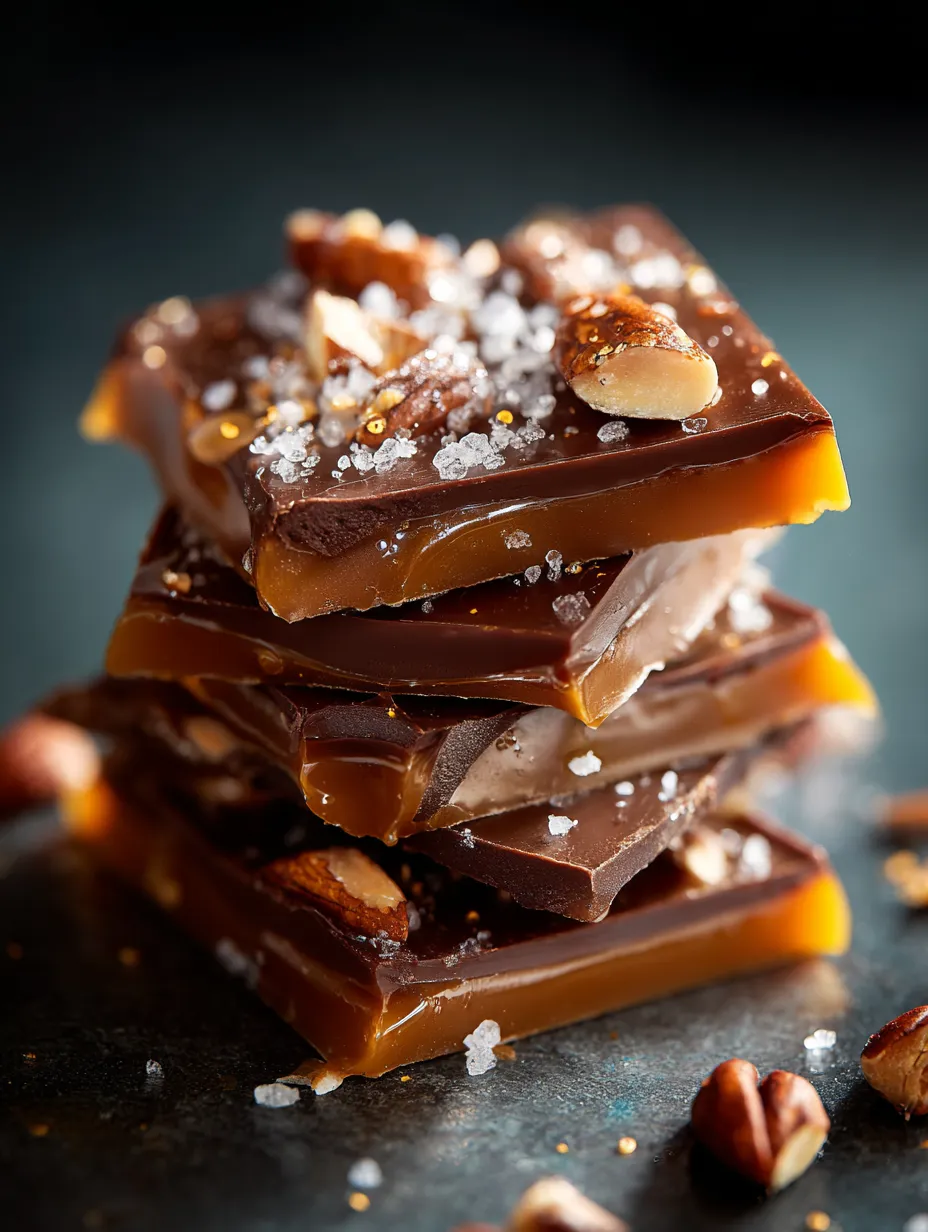 A stack of chocolate bars with nuts on top.