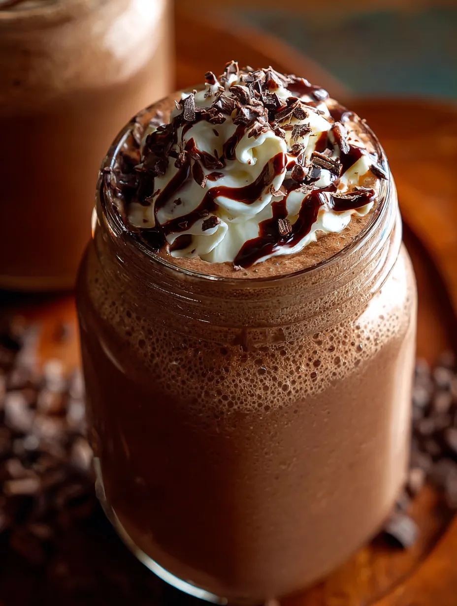 A glass of chocolate milk with whipped cream on top.