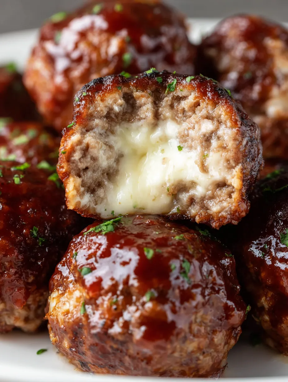 A plate of smoked cheese stuffed meatballs.