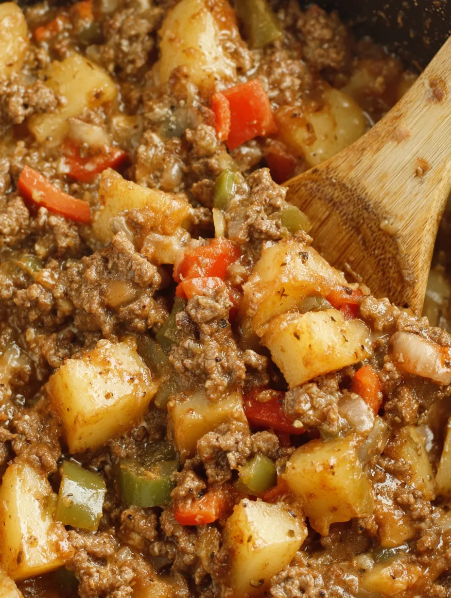 A close up of a hamburger hash.