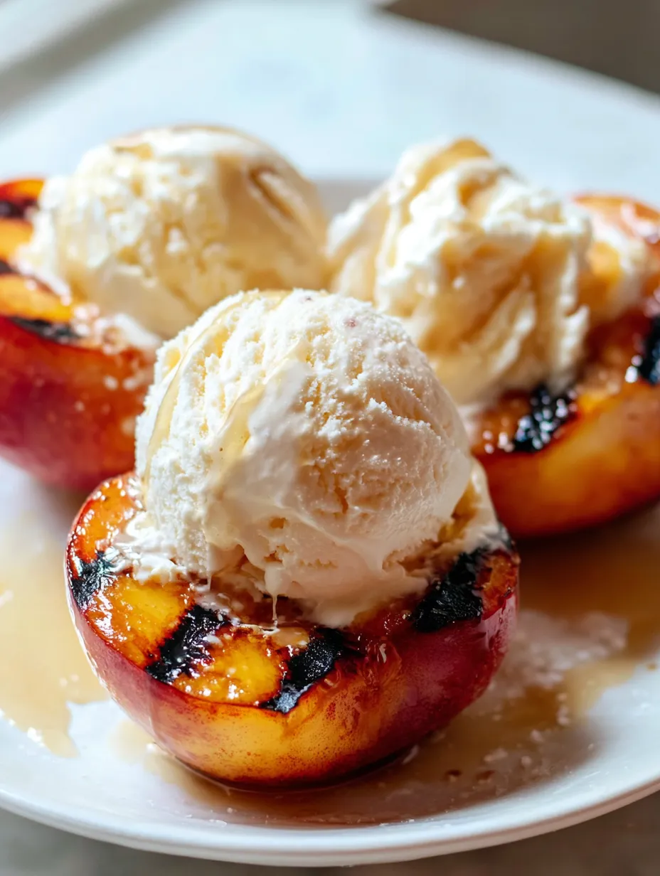 Grilled Peaches with Ice Cream