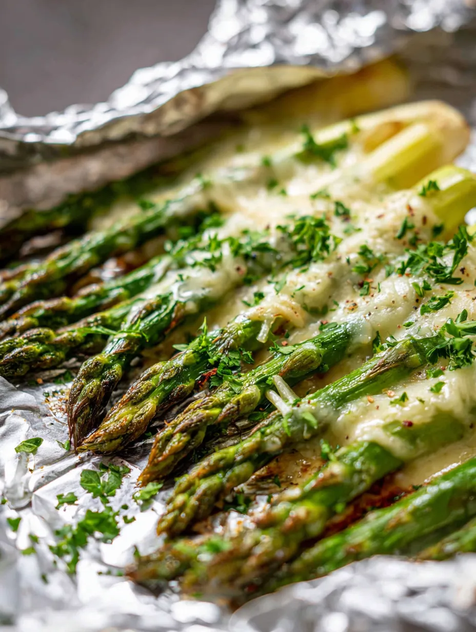 Cheesy Grilled Asparagus in Foil Packs