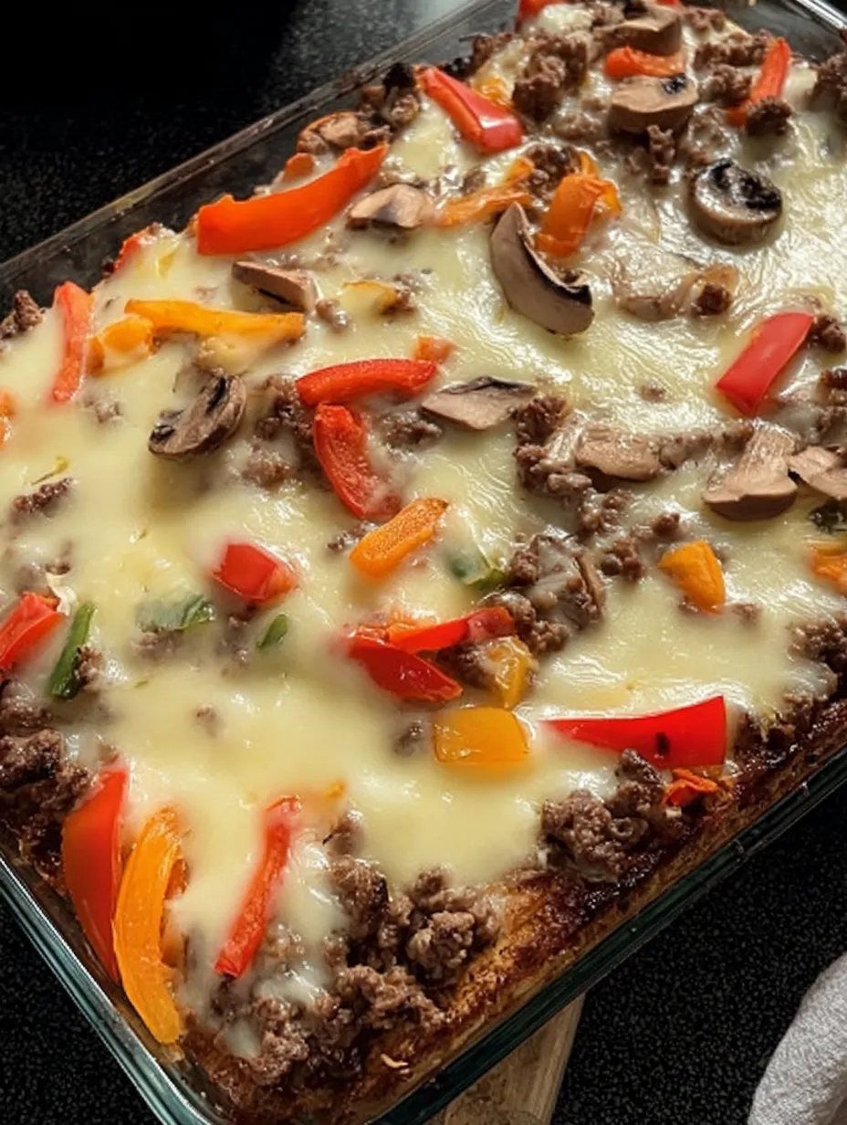 Keto Philly Cheesesteak Casserole