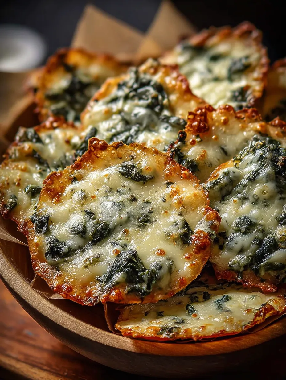Spinach Dip Cheese Crisps