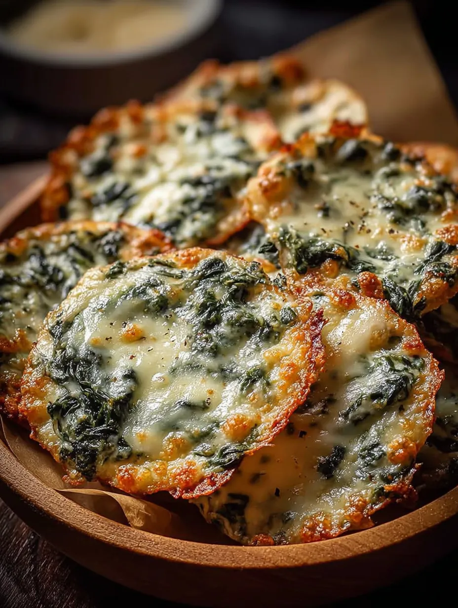 Spinach Dip Cheese Crisps
