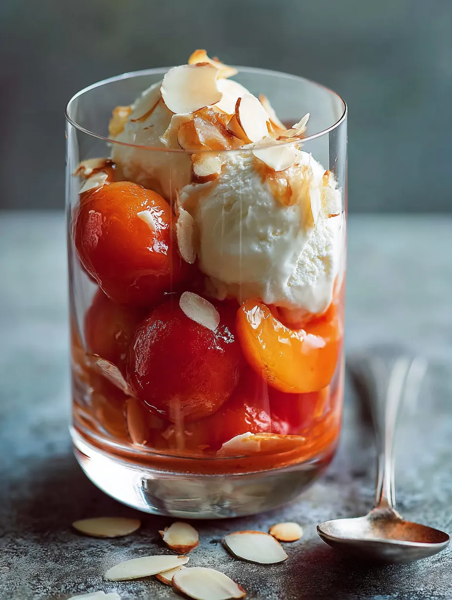 Poached Apricots and Peaches with Toasted Almonds