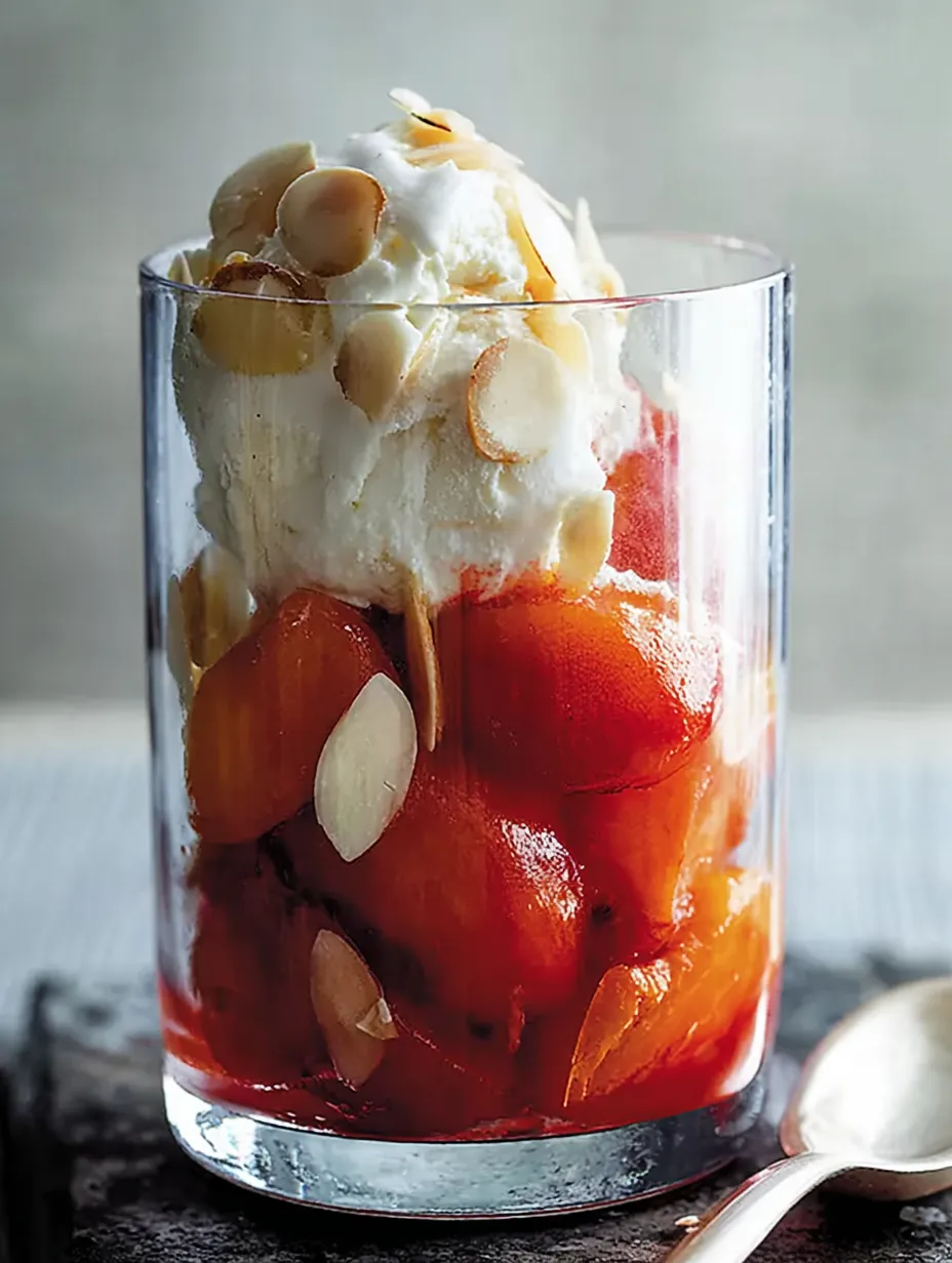Poached Apricots and Peaches with Toasted Almonds
