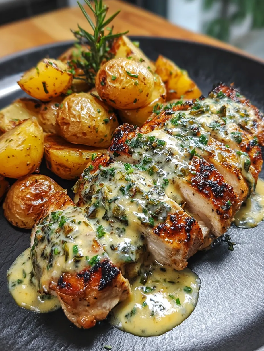 Creamy Garlic Chicken with Roasted Baby Potatoes