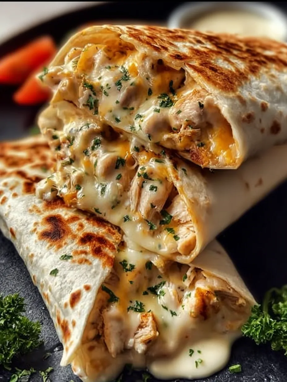 Cheesy Garlic Chicken Wraps