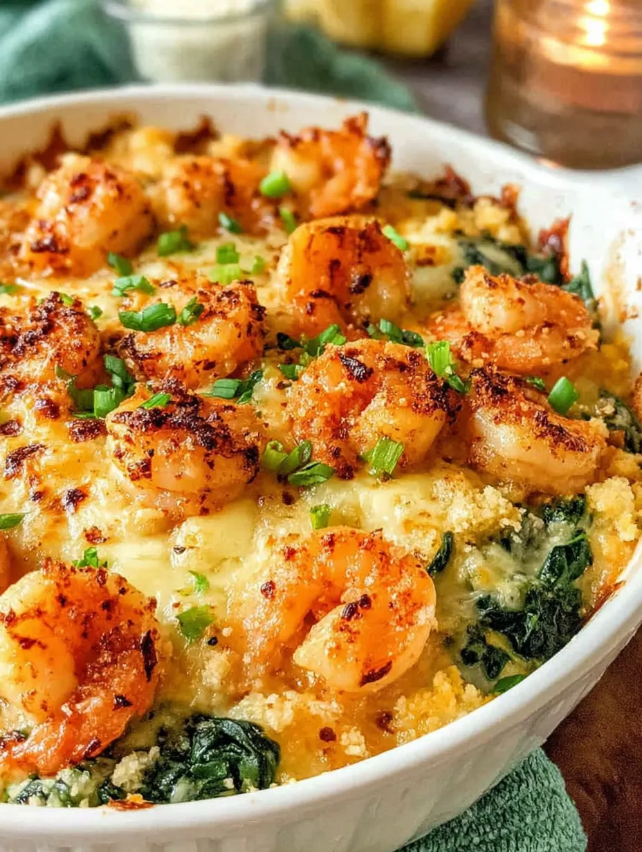 categorShrimp and Spinach Casserole with Three-Cheese Blend