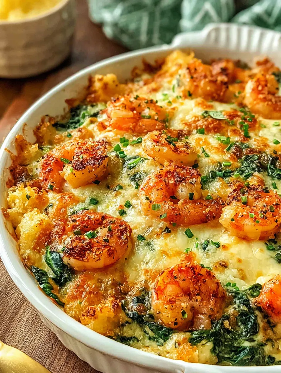 categorShrimp and Spinach Casserole with Three-Cheese Blend