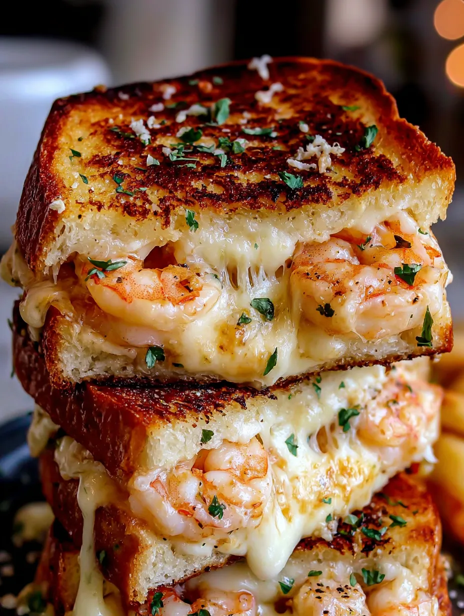 Ultimate Shrimp Grilled Cheese with Garlic Bread
