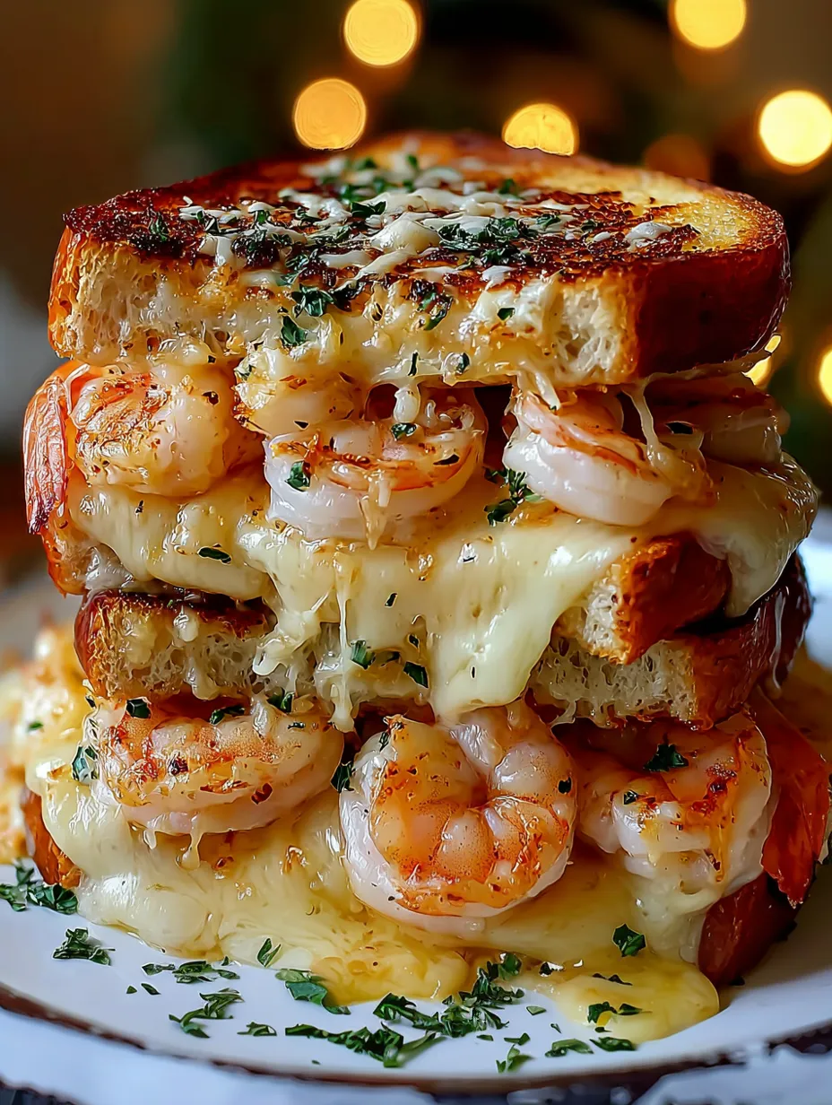 Ultimate Shrimp Grilled Cheese with Garlic Bread
