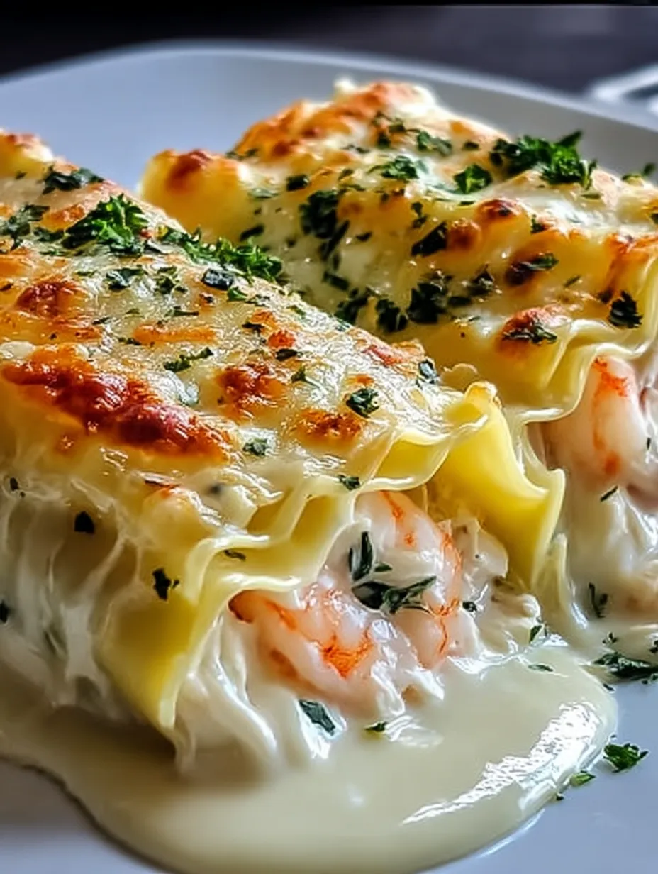 Shrimp & Crab Alfredo Lasagna Roll-Ups