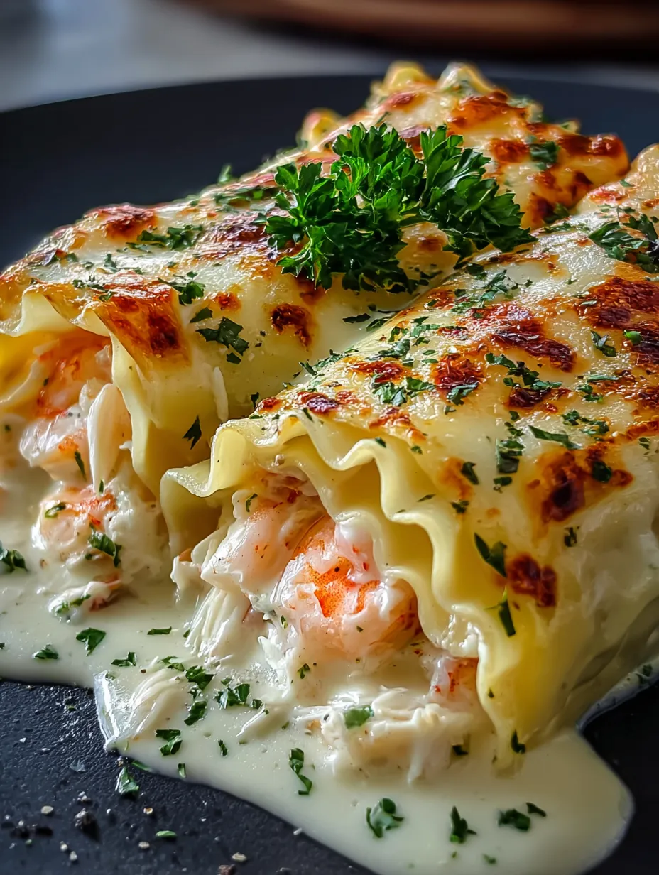 Shrimp & Crab Alfredo Lasagna Roll-Ups