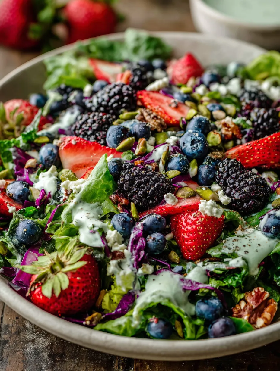 Superfood Berry Salad with Creamy Lemon Herb Dressing