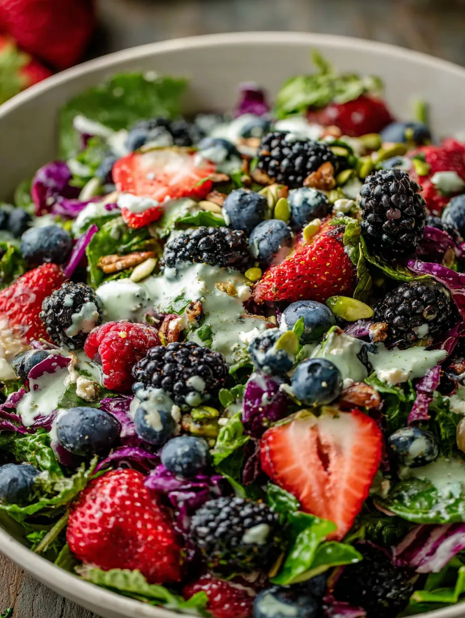 Superfood Berry Salad with Creamy Lemon Herb Dressing