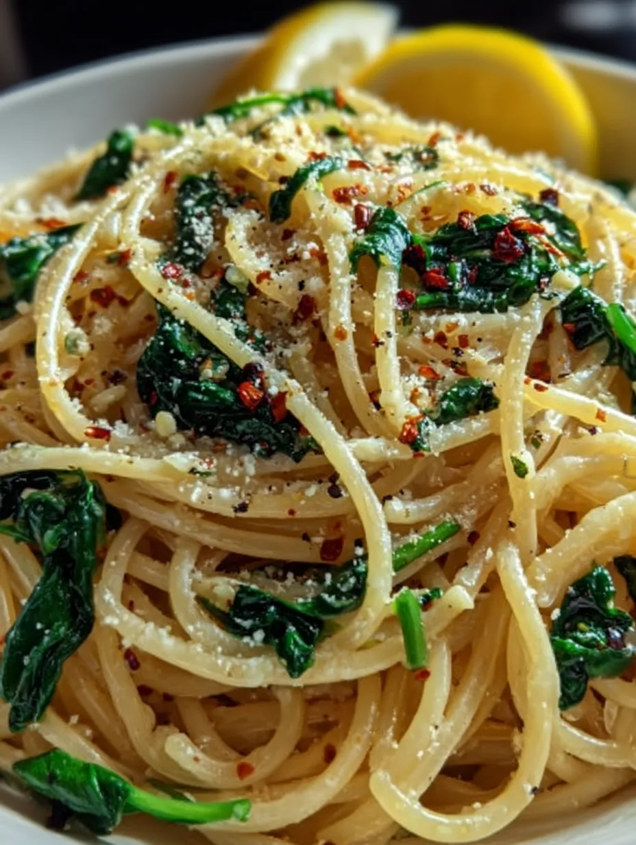 Spaghetti with Garlic & Spinach