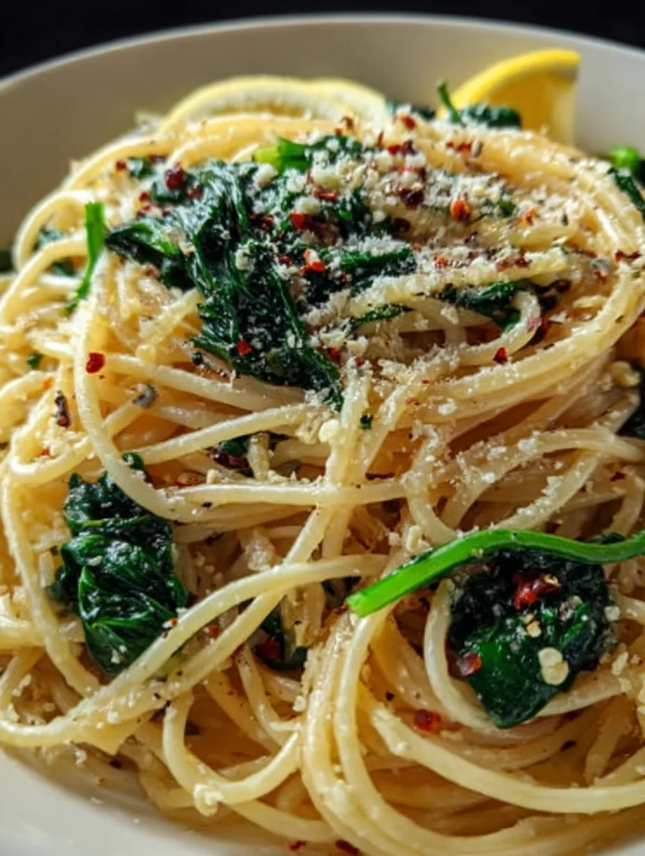 Spaghetti with Garlic & Spinach