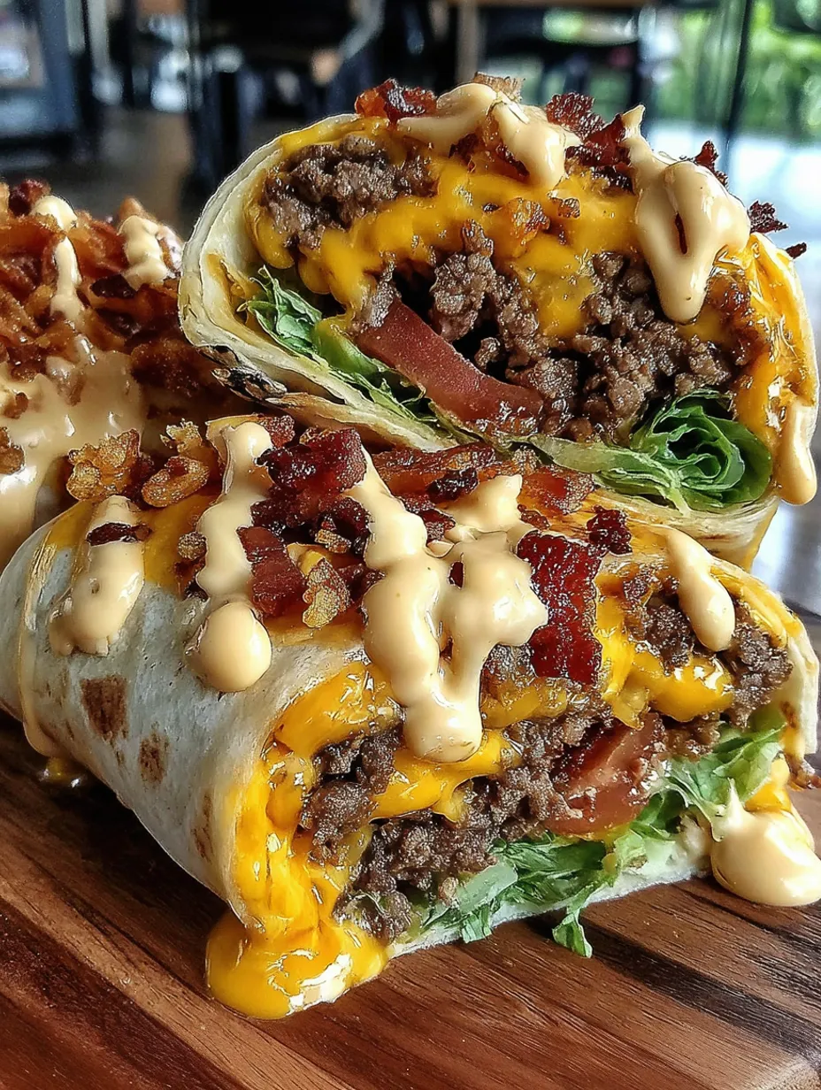 Loaded Bacon Cheeseburger Burrito with a Creamy Cheese Finish