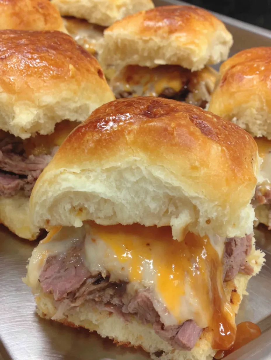 A beef and cheddar slider close up.