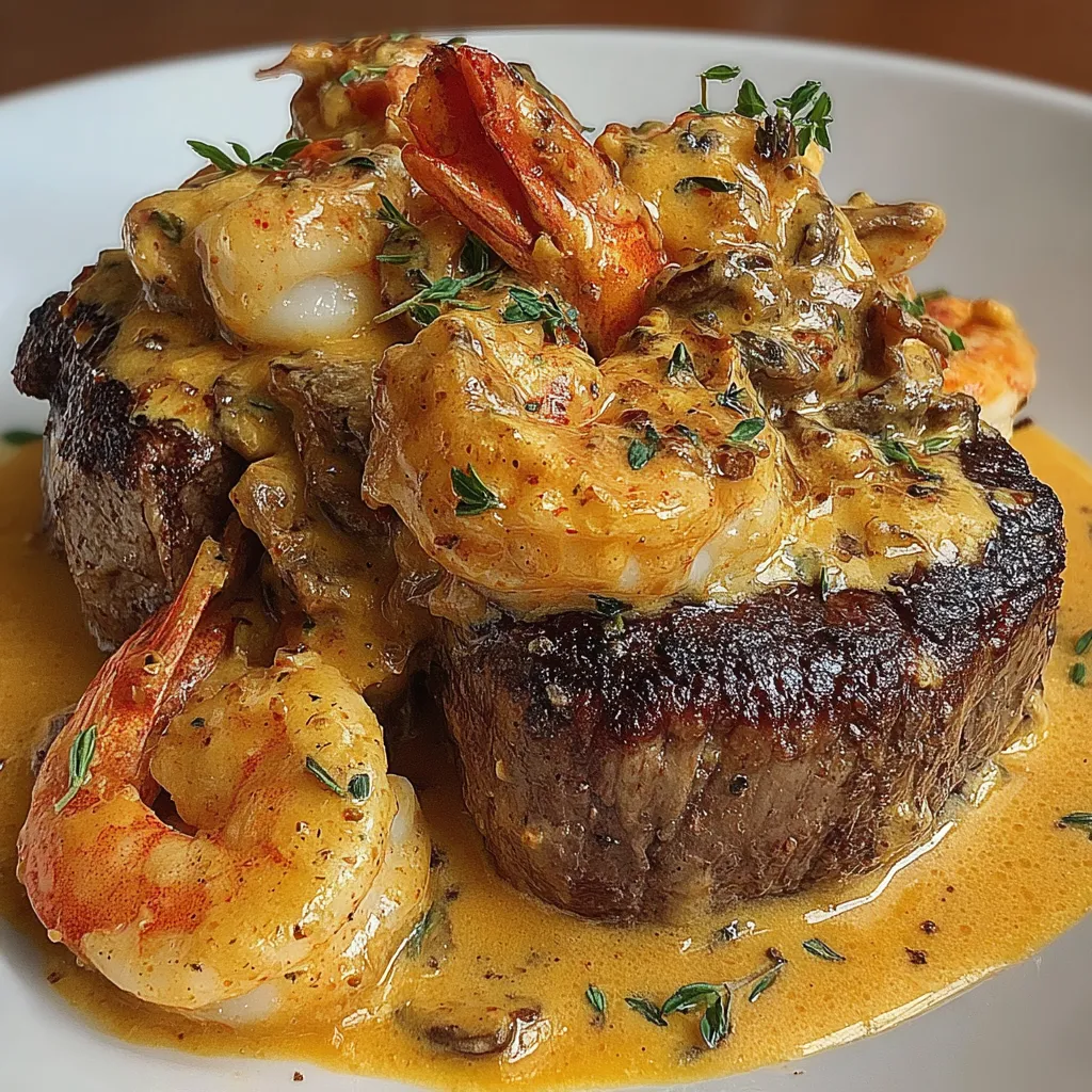 Plate topped with shrimp and lobster sauce.
