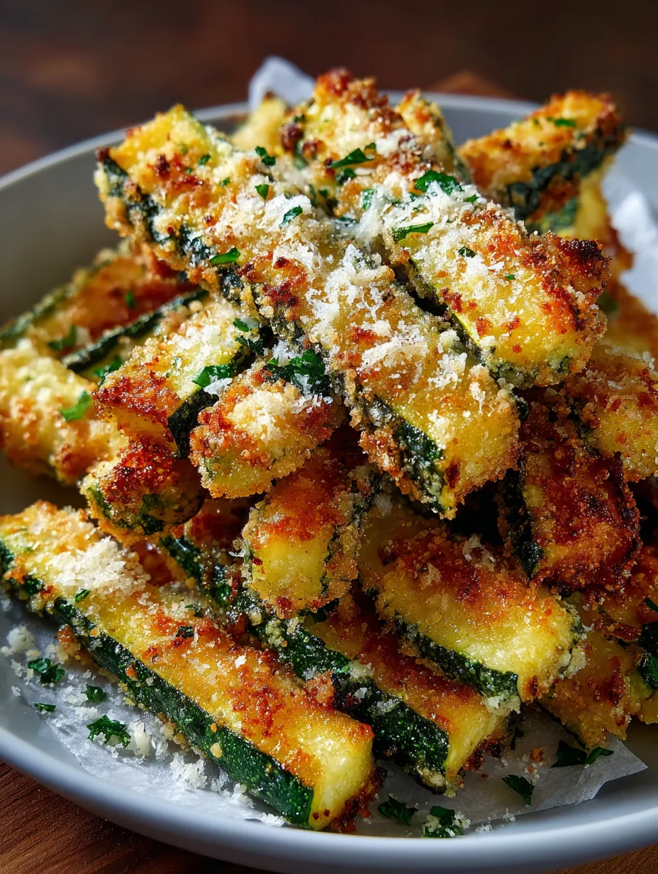 Crispy Parmesan Garlic Zucchini Fries