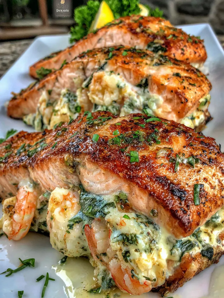 Crab and Shrimp Stuffed Salmon