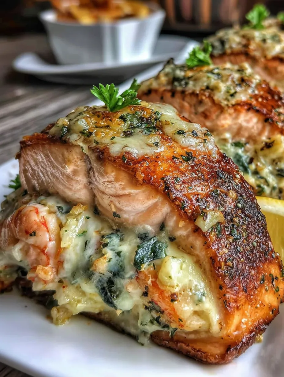 Crab and Shrimp Stuffed Salmon
