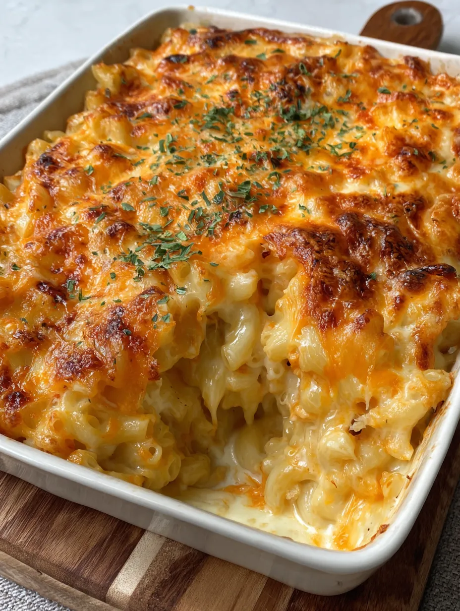 A dish of macaroni cheese.