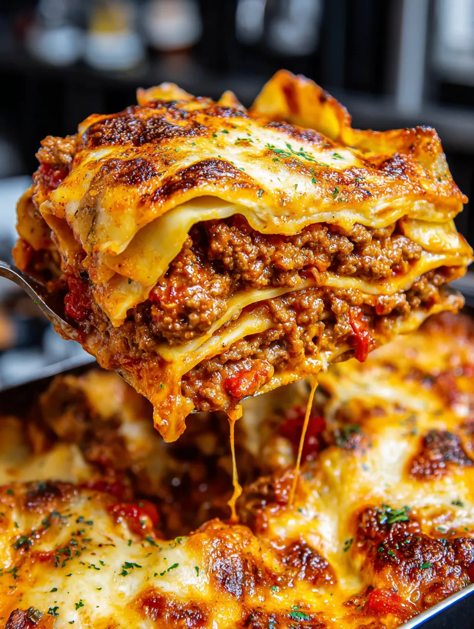 A slice of smoky roasted pepper lasagna.