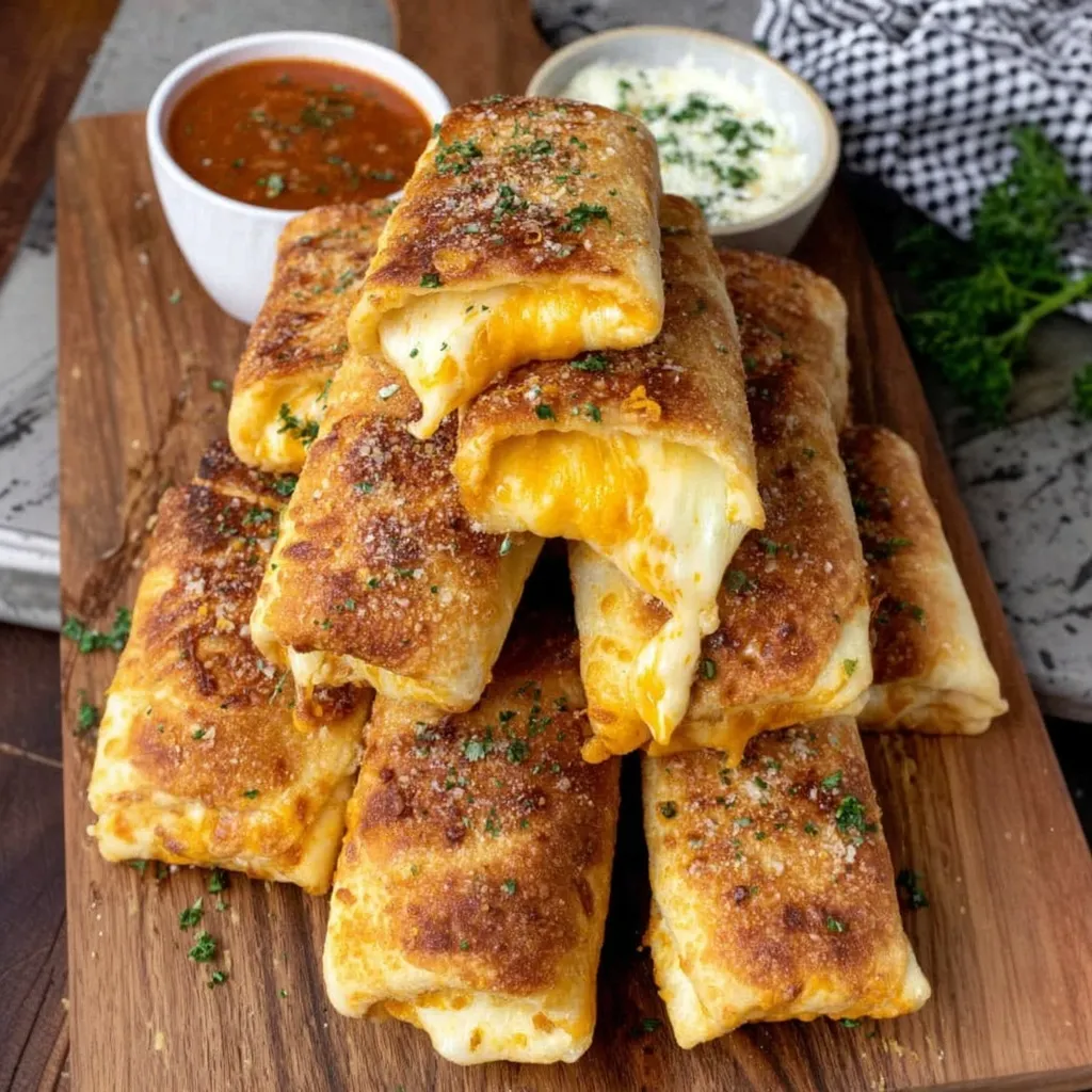 Crispy golden cheese bites with garlic butter.