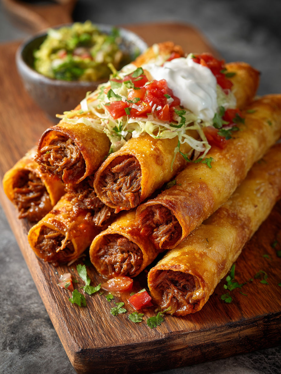 A plate of food with a burrito and a bowl of guacamole.