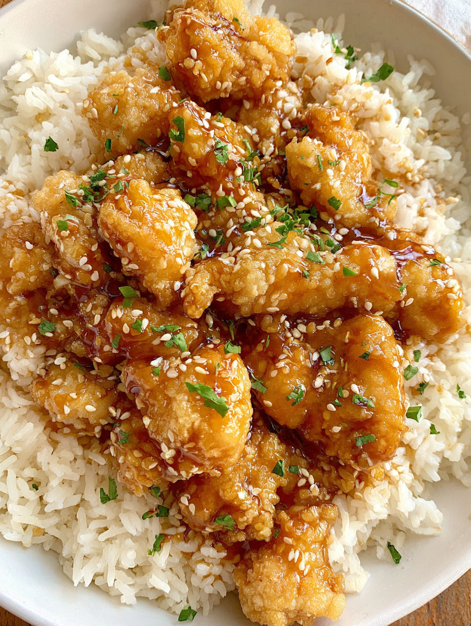 A plate of food with rice and chicken.