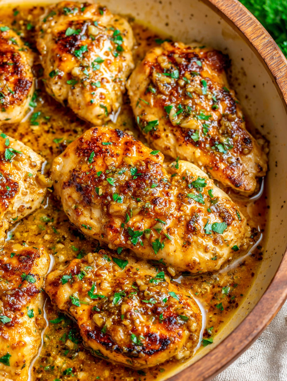 A bowl of garlic butter chicken.