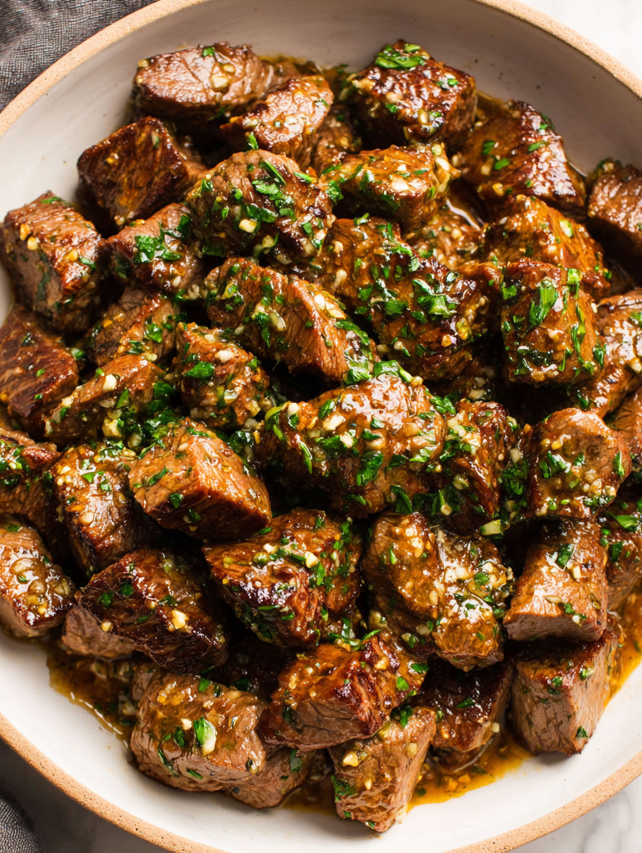 A bowl of meat with a green topping.
