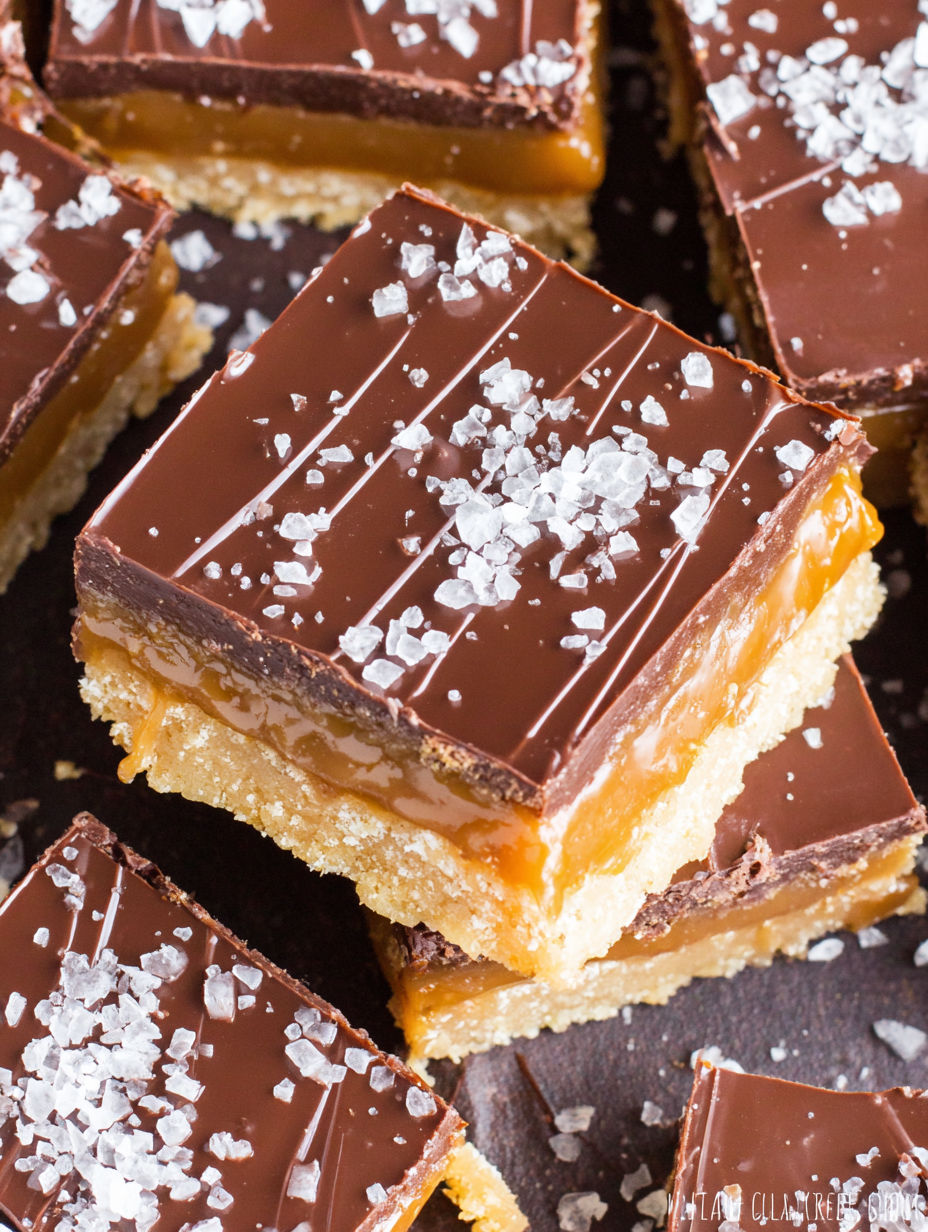 A close up of a chocolate dessert with white sugar sprinkled on top.