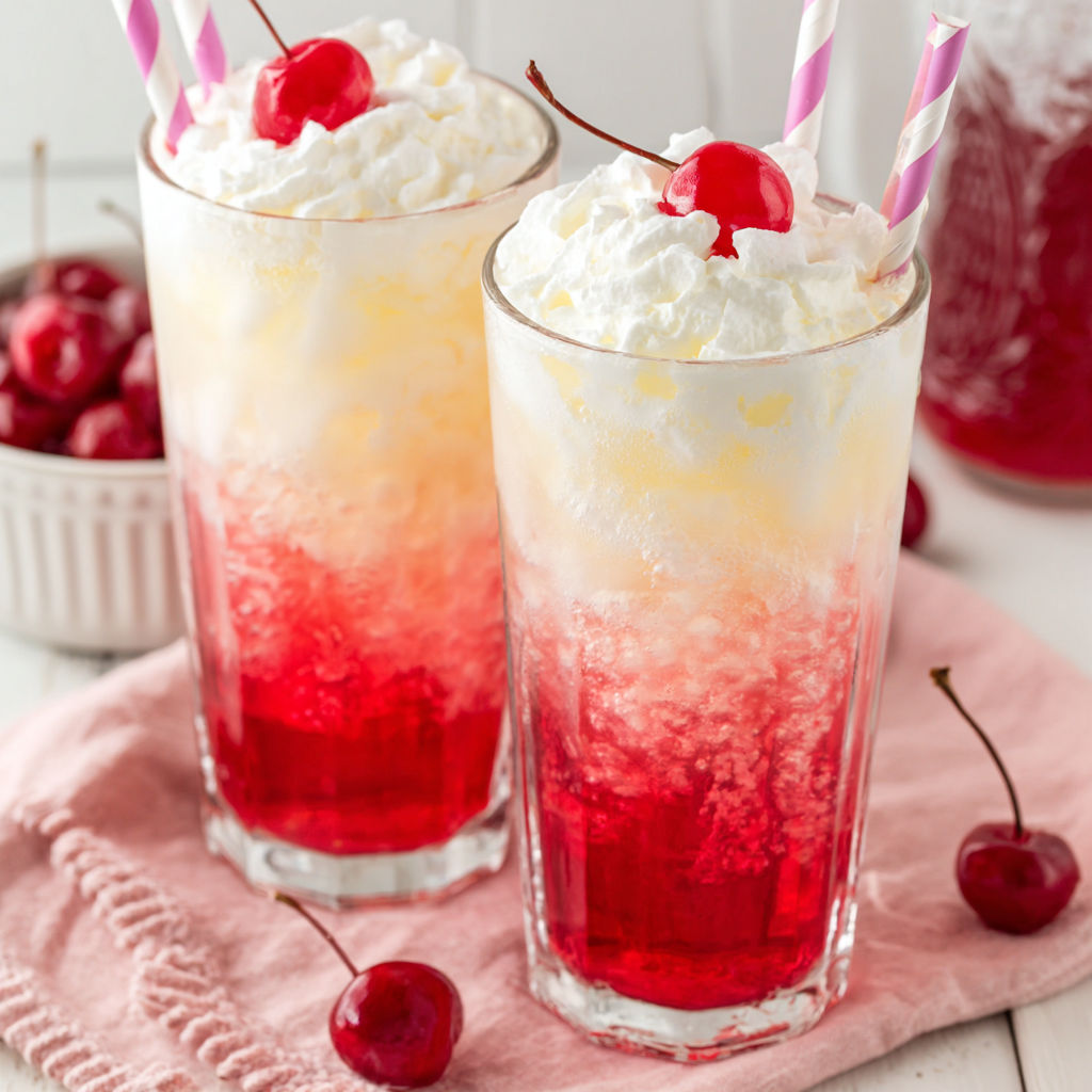 Two glasses of Italian cream soda.