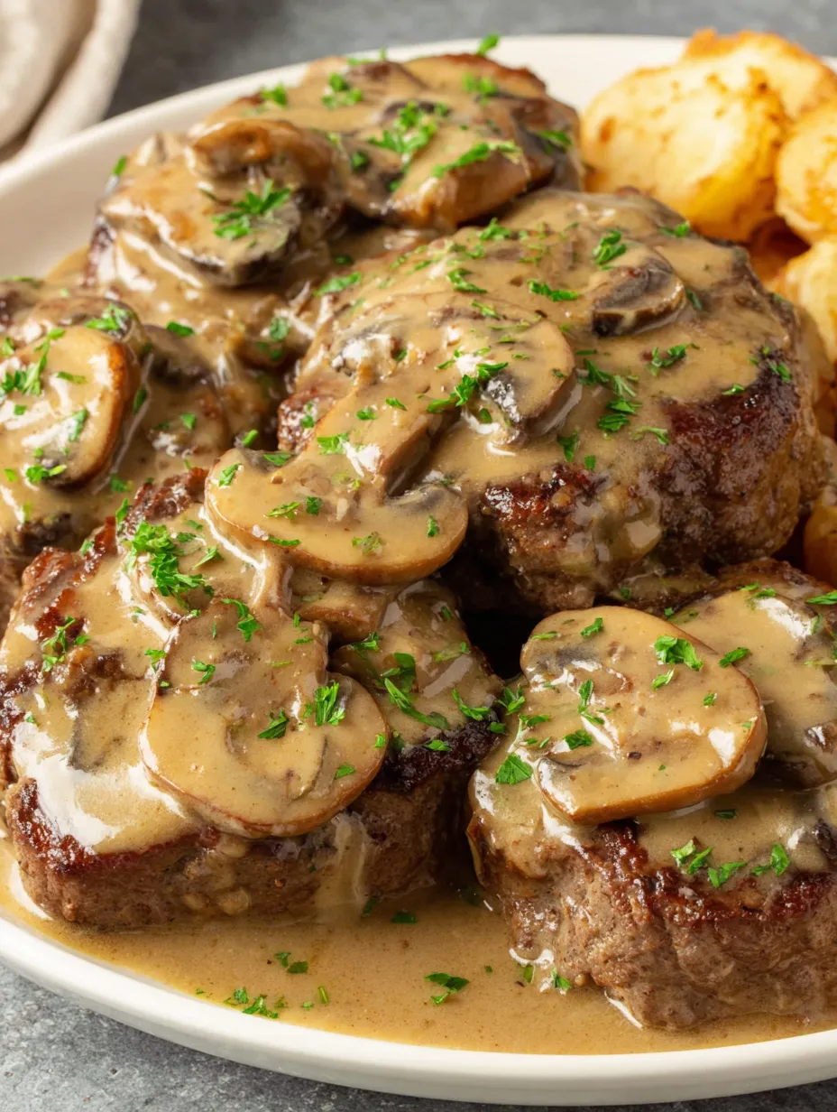 Beef cubes smothered in rich gravy, ready to eat.