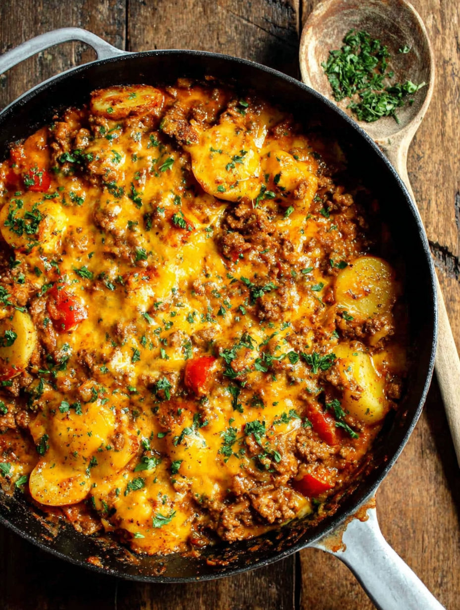 A close-up of a tasty meal in a pan.
