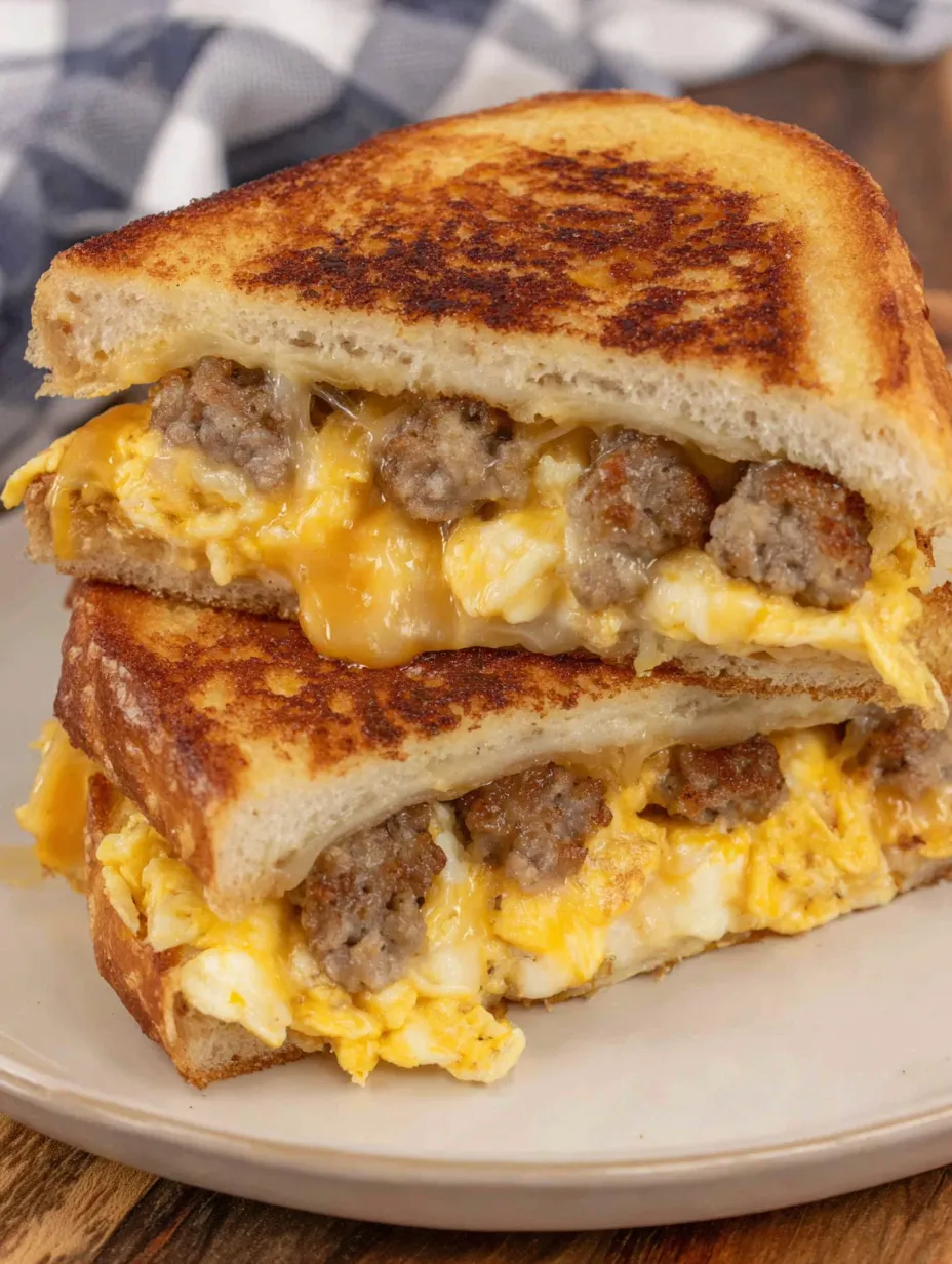 A breakfast grilled cheese sandwich.