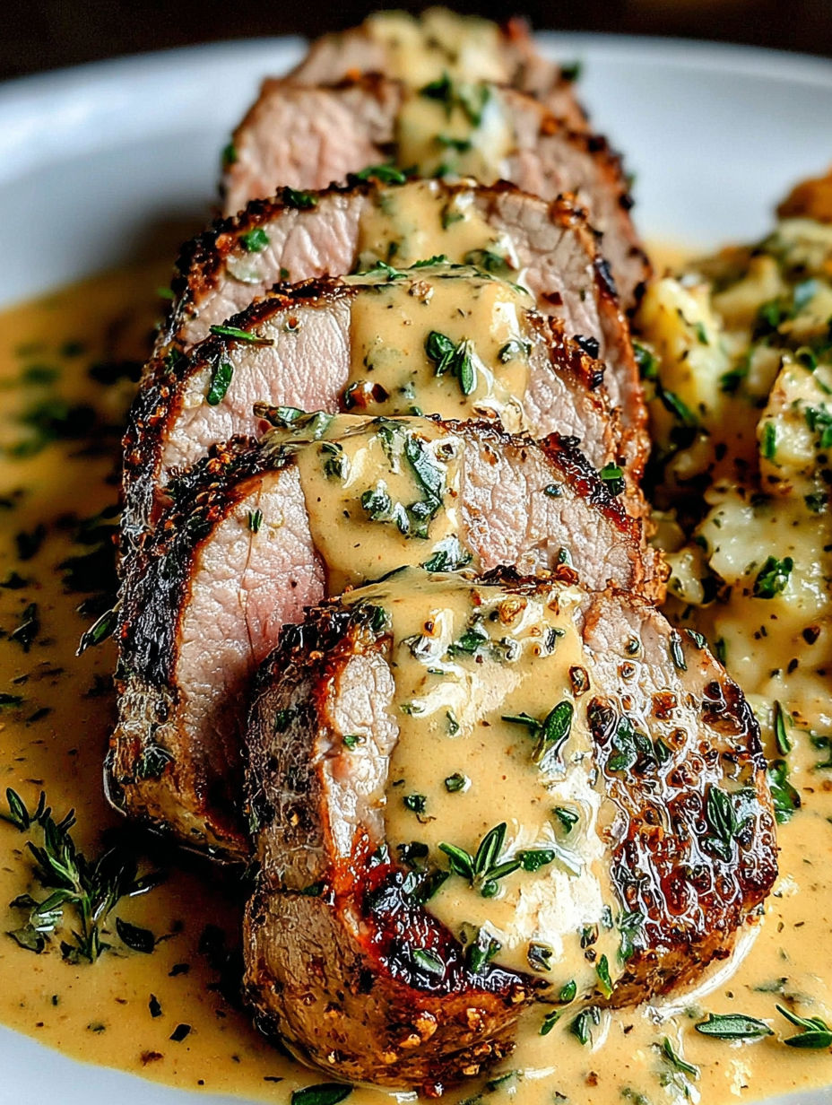 A plate of meat with gravy on it.