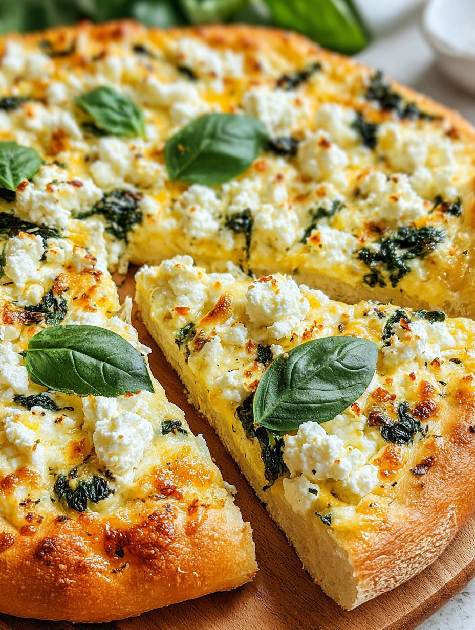 A slice of pizza with cheese and spinach on top.