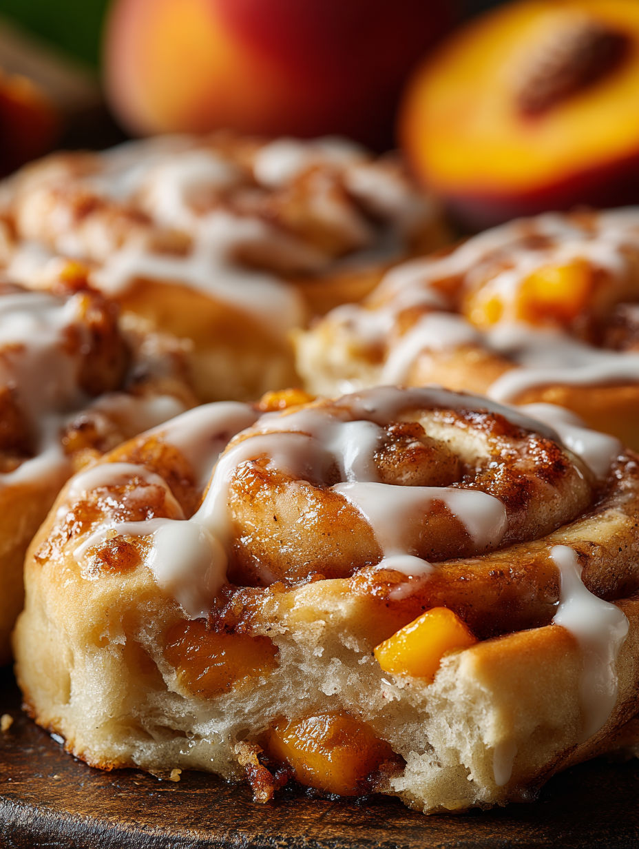 A pastry with a peach on top.