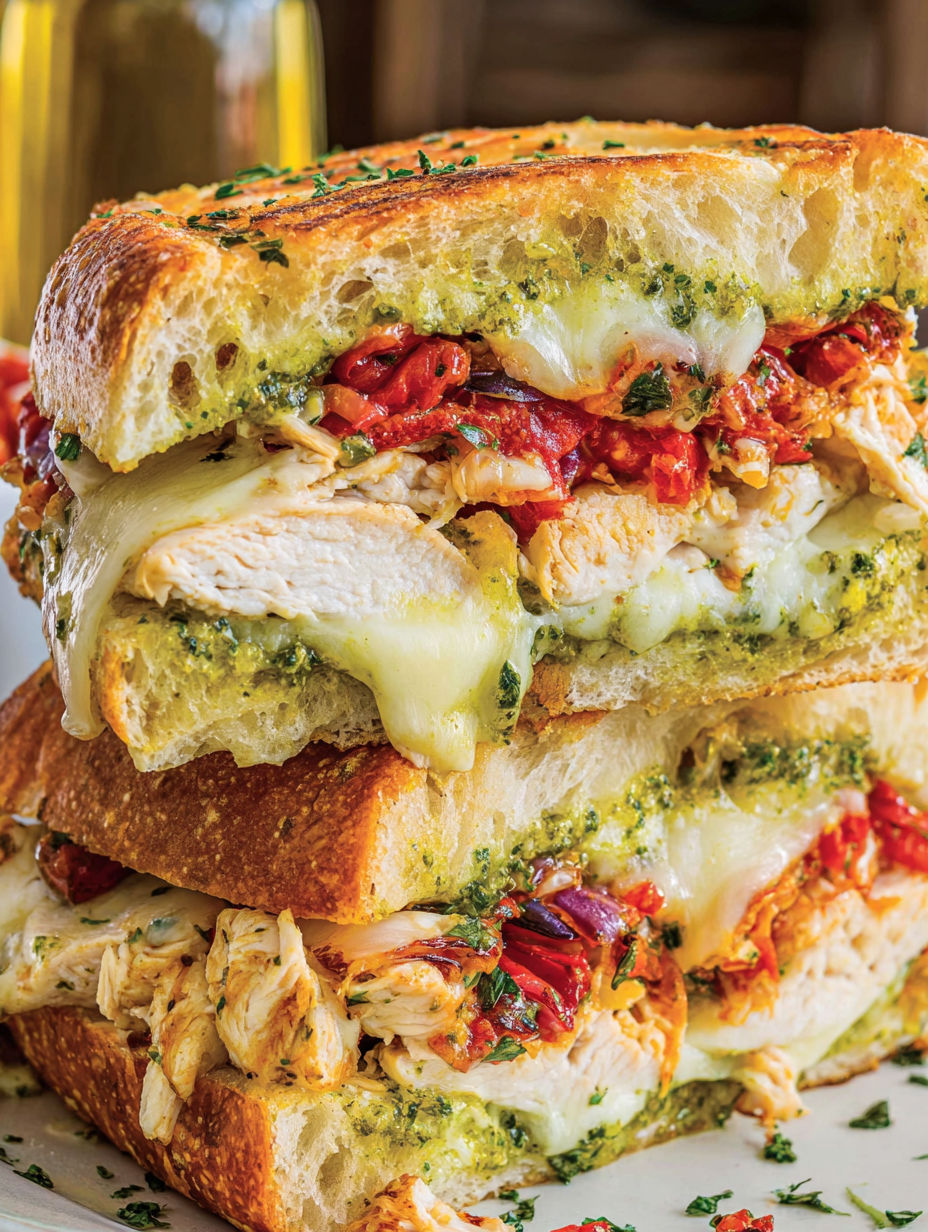 A sandwich with meat and cheese on it.